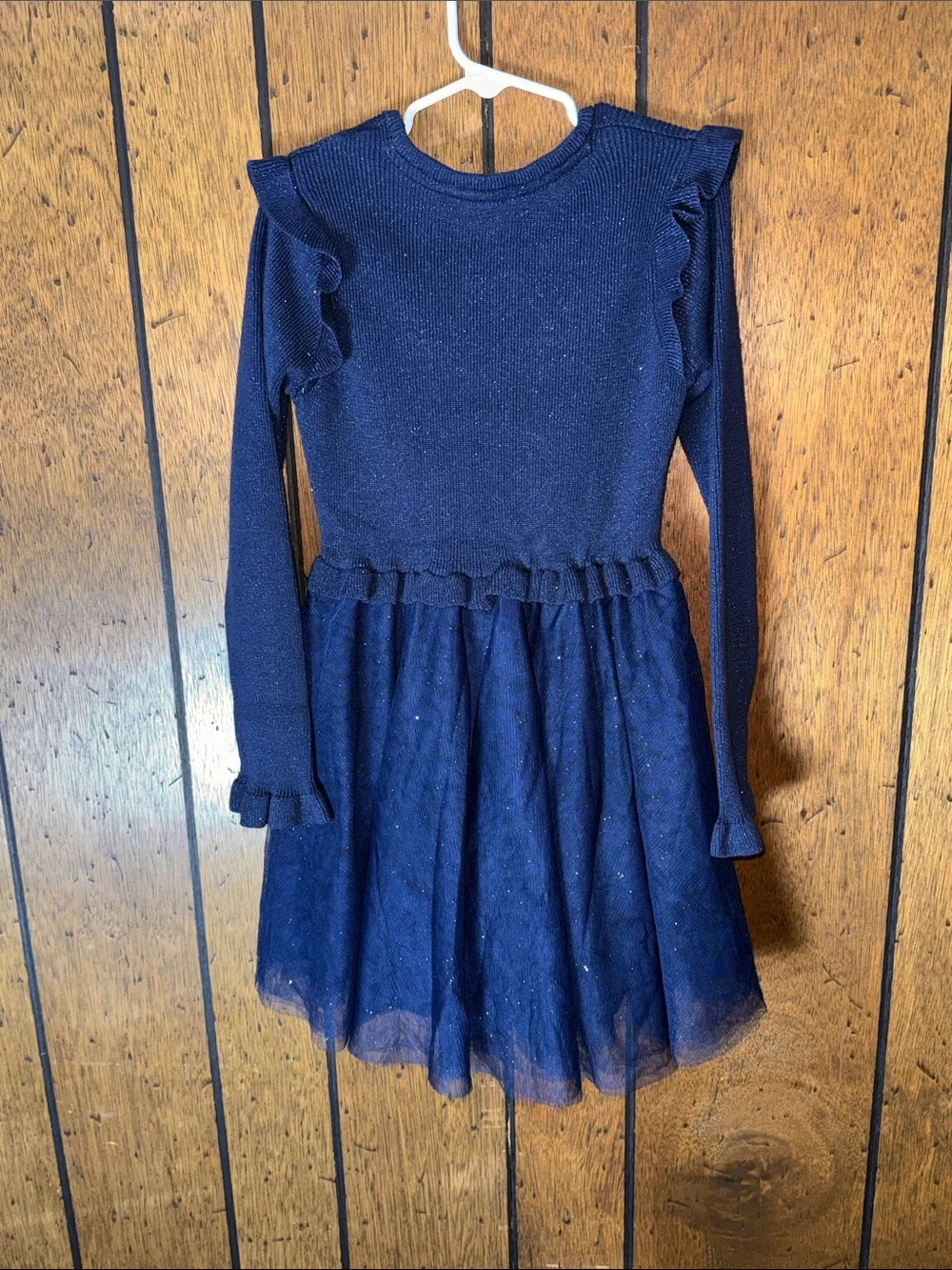 Gymboree Sparkly Navy Blue Long-Sleeve Tulle Skater Dress
